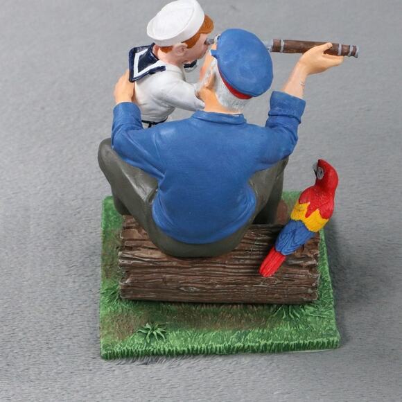 Norman Rockwell “Ship Ahoy” Figurine Danbury Mint 1992 Sailor Boy Grandpa Parrot - Picture 4 of 9